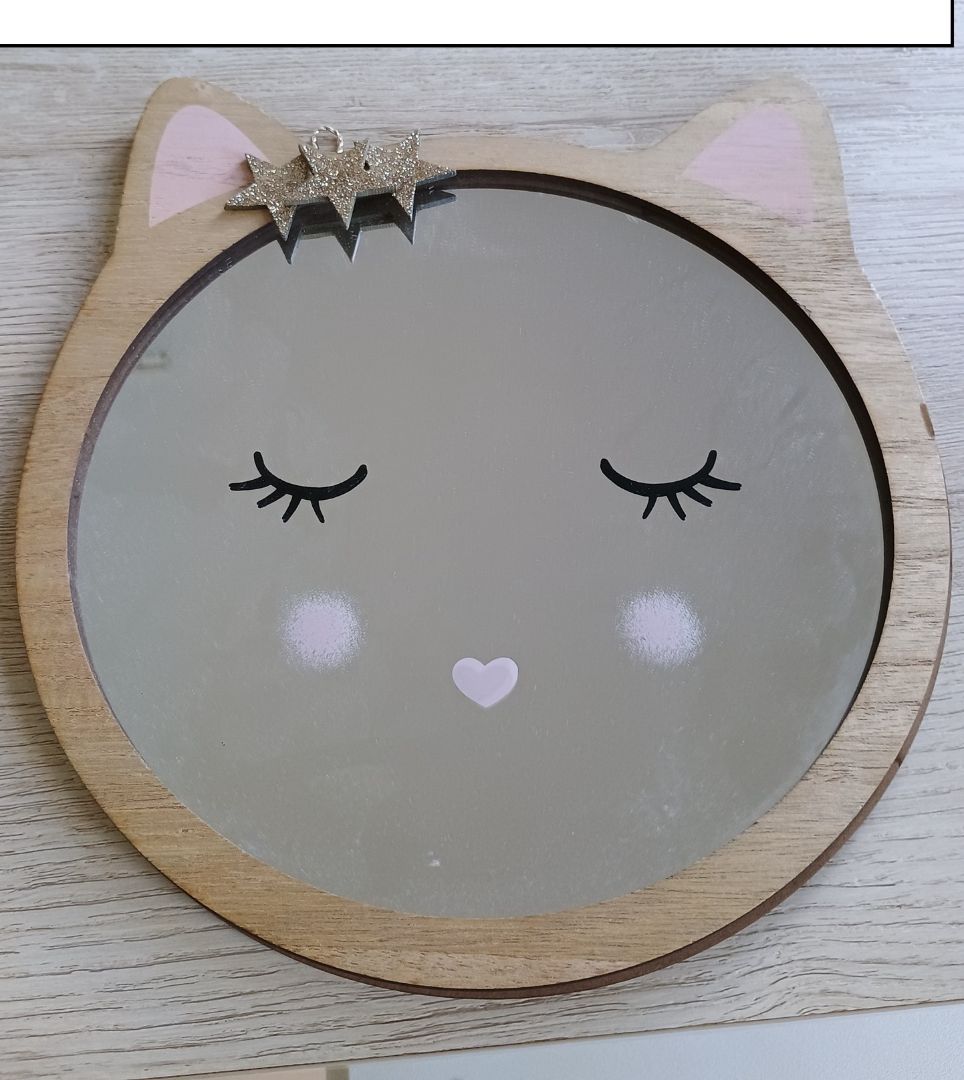 Cat Wall Mirror 27cm Wood