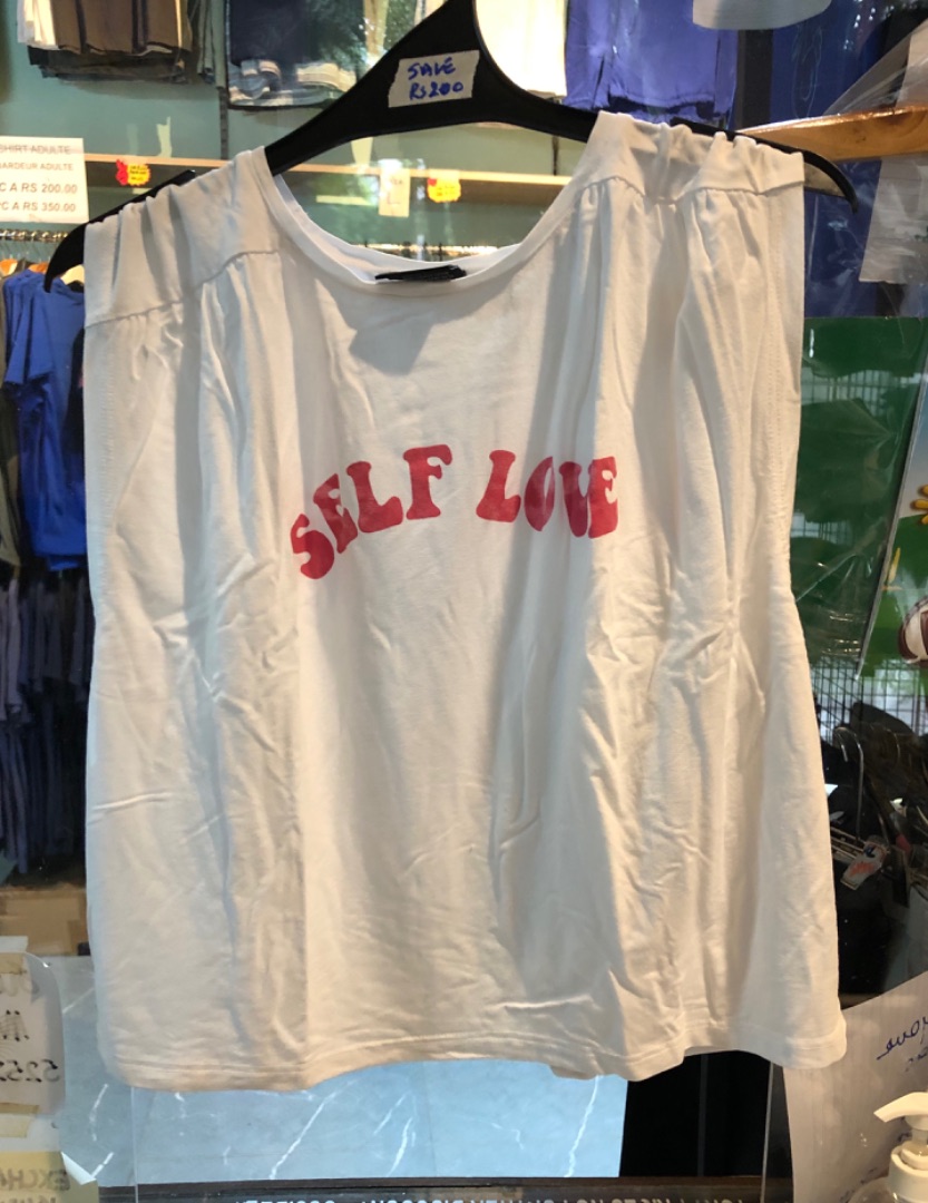 Meloblack White Sleeveless Top Muse Self Love Print thumbnail 2