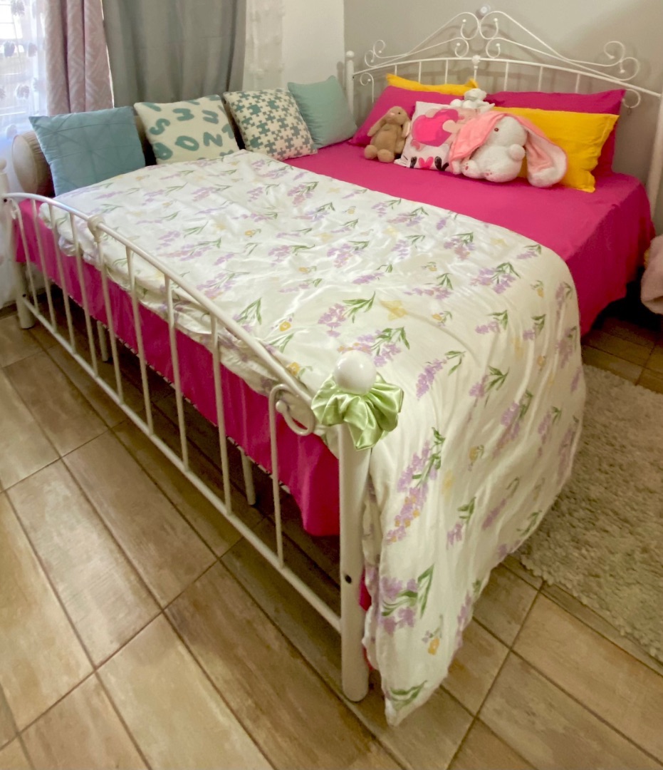 White Metal Bed and Mattress thumbnail 4