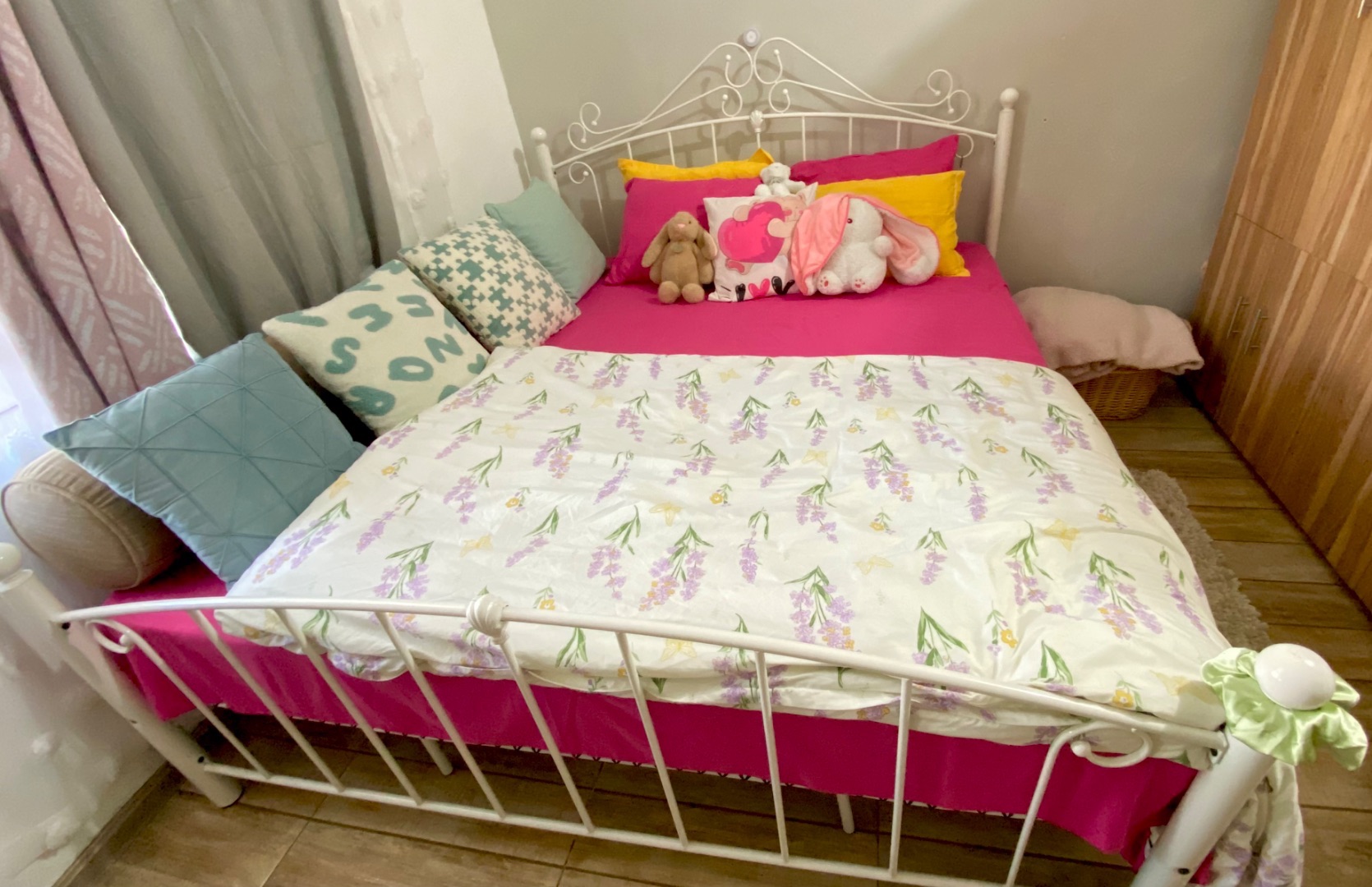 White Metal Bed and Mattress thumbnail 5