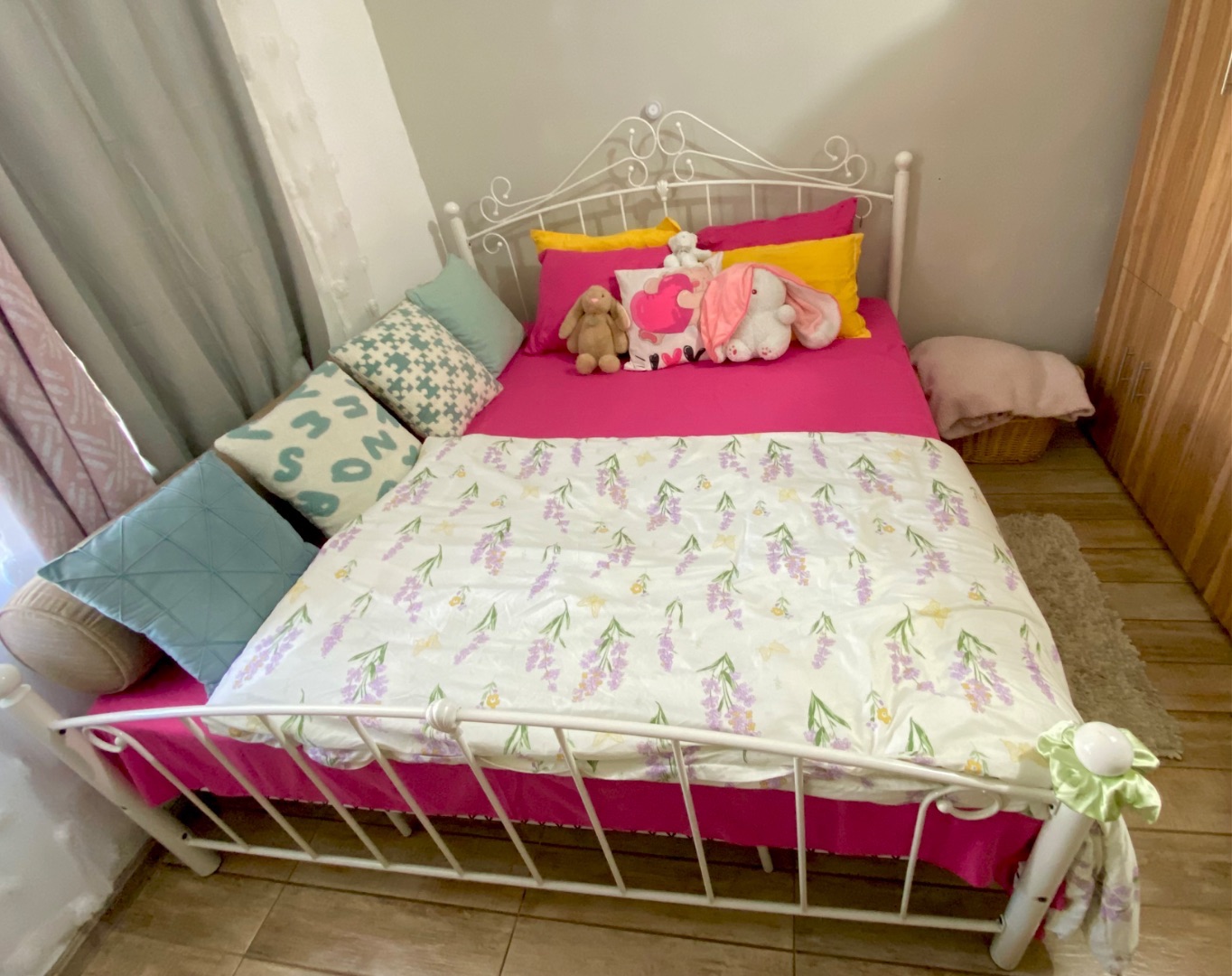 White Metal Bed and Mattress thumbnail 6