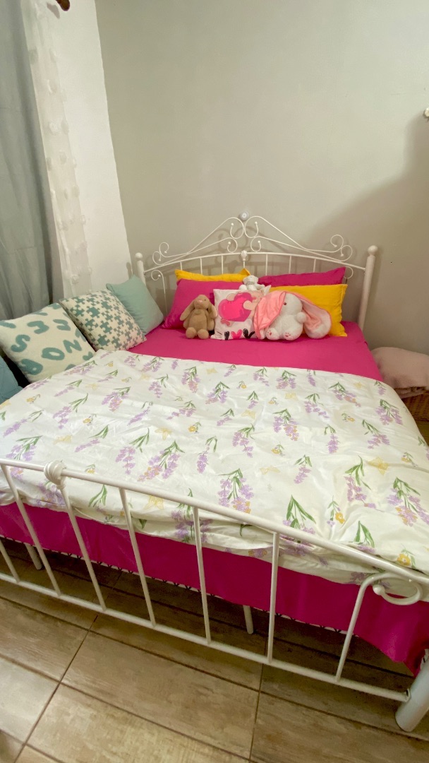 White Metal Bed and Mattress thumbnail 7