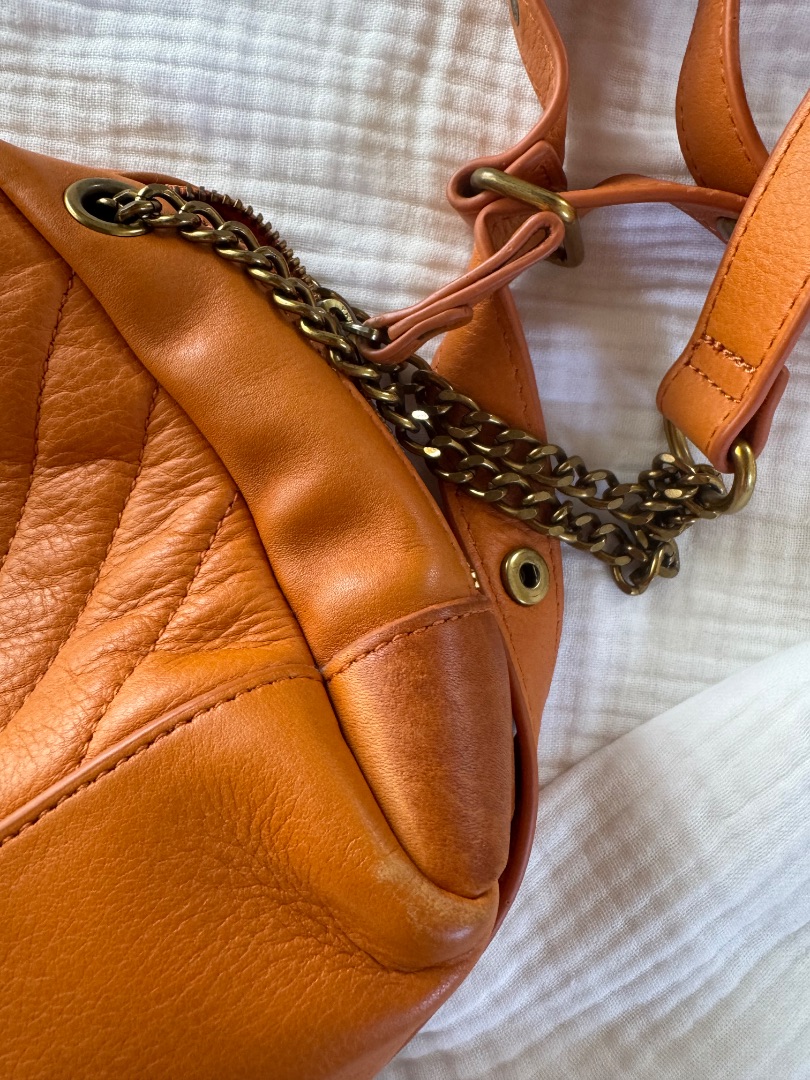 Nat & Nin Orange Quilted Leather Shoulder Bag thumbnail 3