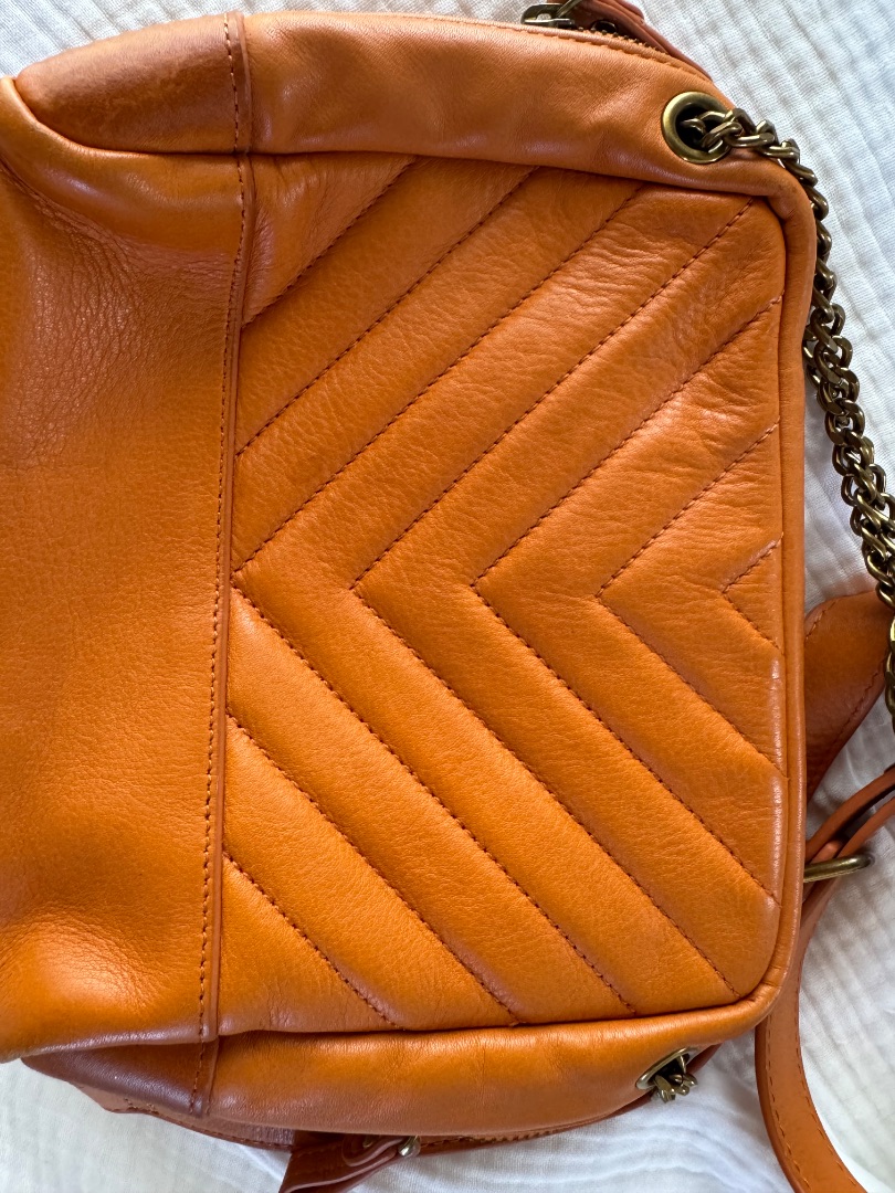 Nat & Nin Orange Quilted Leather Shoulder Bag thumbnail 4
