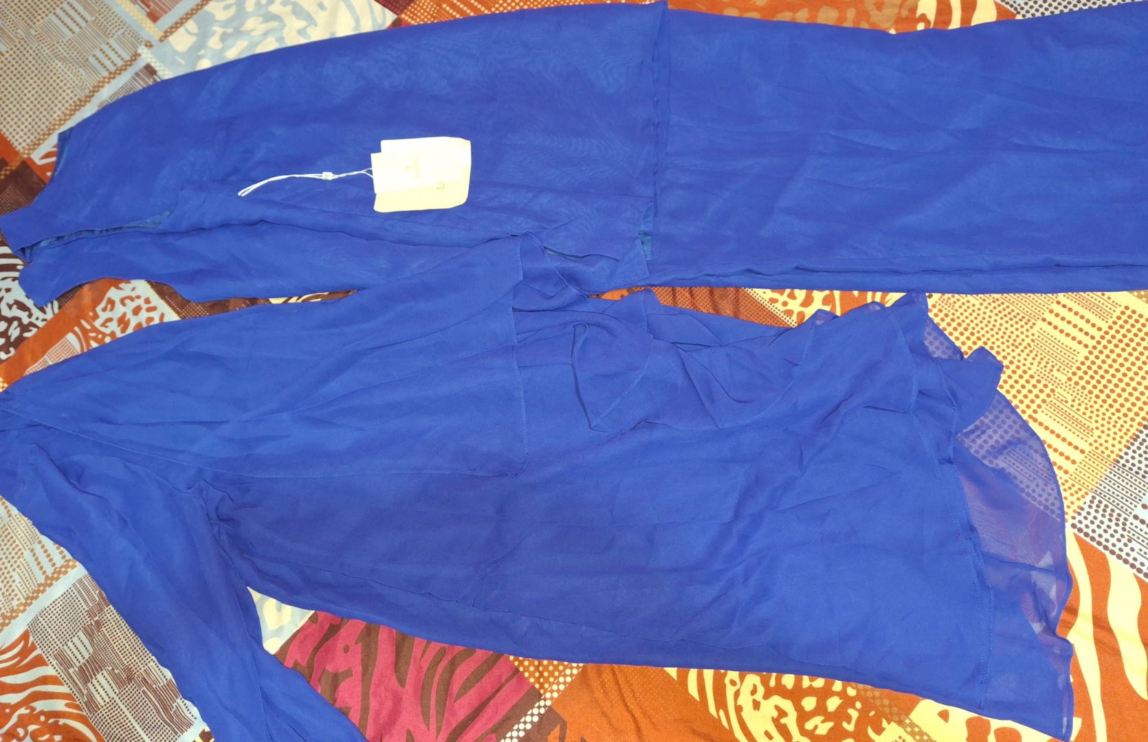 Blue Chiffon Palazzo Pants Set with Tag - Image 1 of 2
