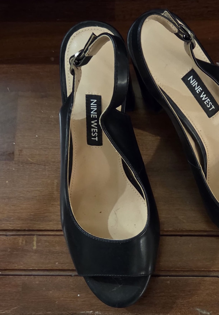 Nine West Black Peep-Toe Slingback Heels