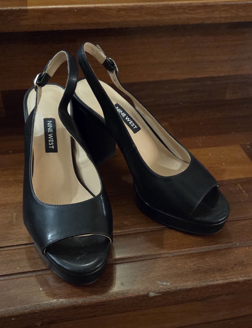 Nine West Black Peep-Toe Slingback Heels thumbnail 2