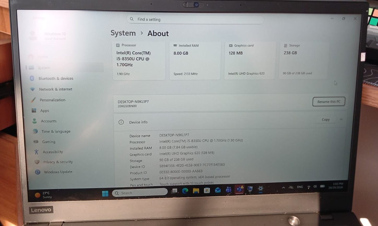 Lenovo ThinkPad X1 Carbon 256GB Black thumbnail 4