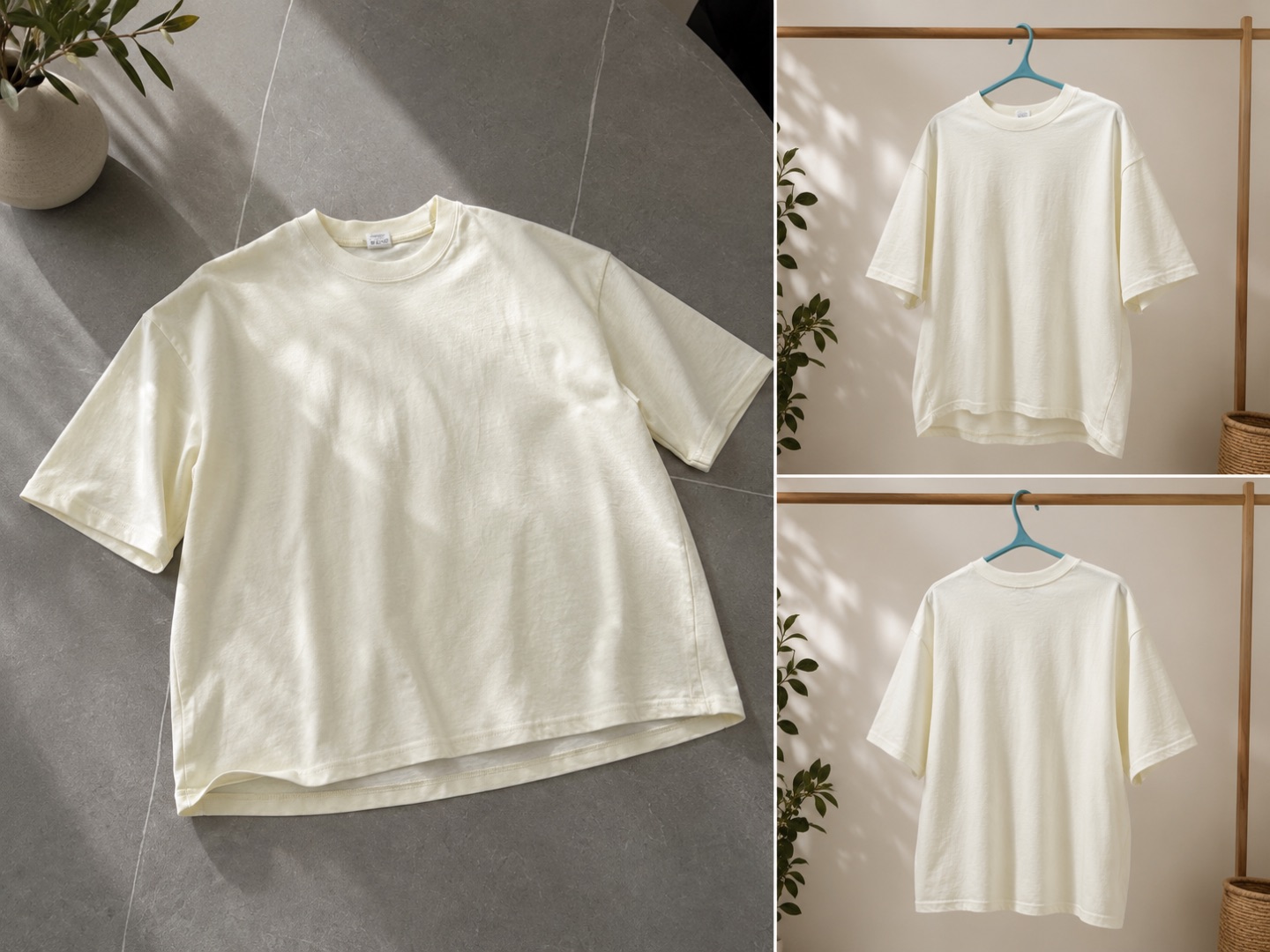 Cream Oversized Cropped T-Shirt Size S thumbnail 2