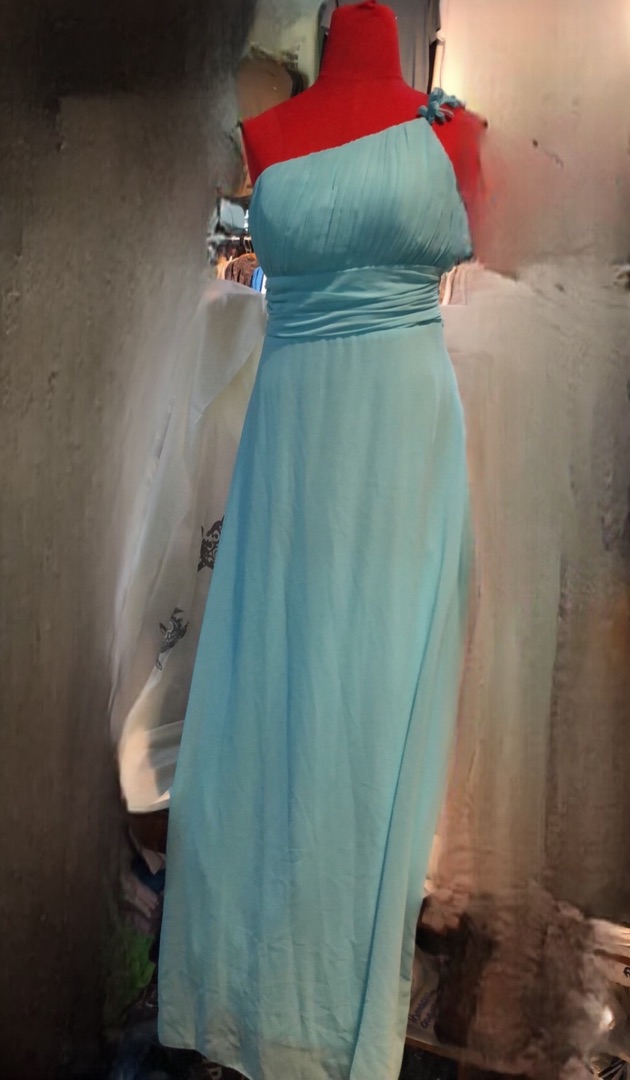 Light Blue One-Shoulder Chiffon Maxi Dress - Image 1 of 1