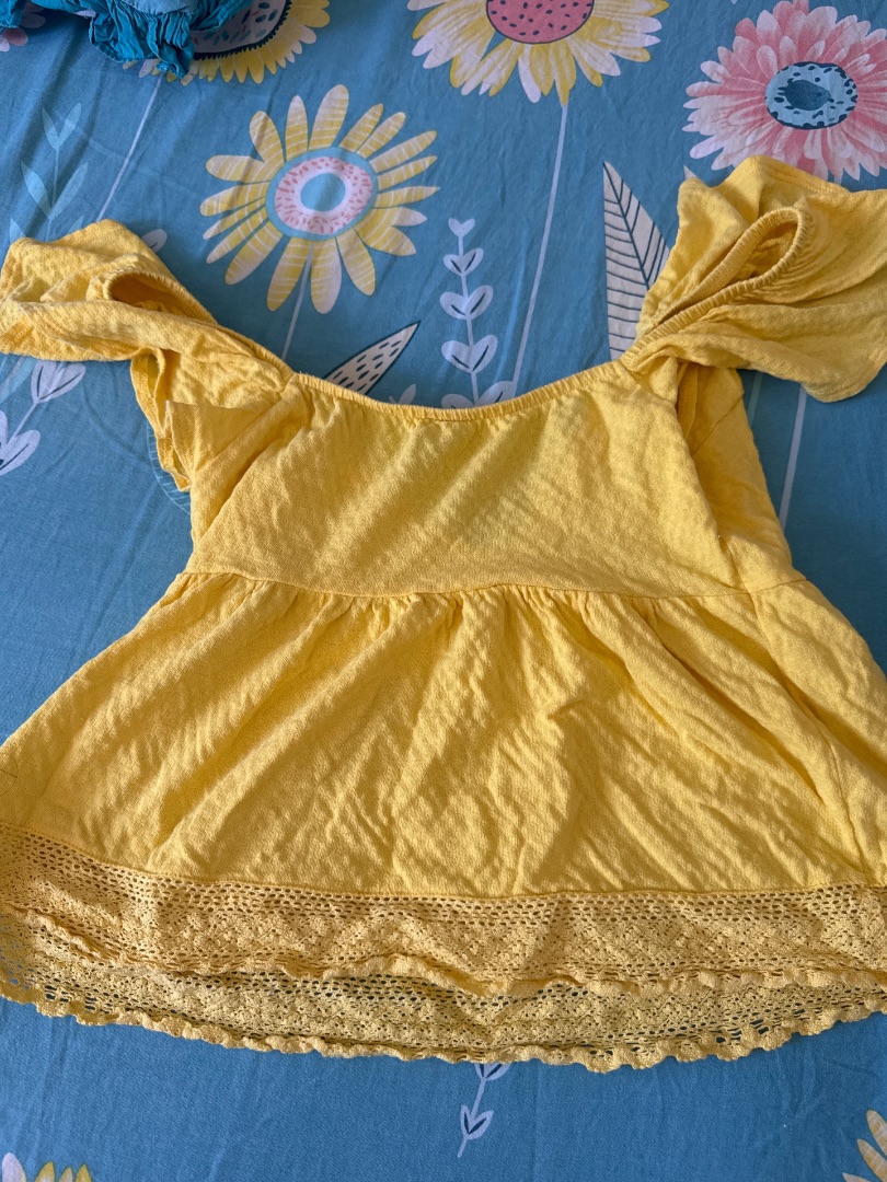 FH Yellow Ruffle Sleeve Top XS thumbnail 3