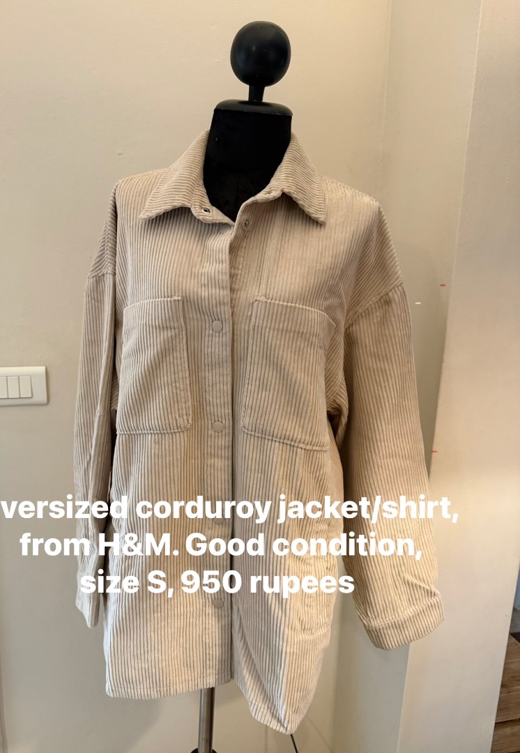 H&M Oversized Corduroy Jacket Beige Size S - Image 1 of 1