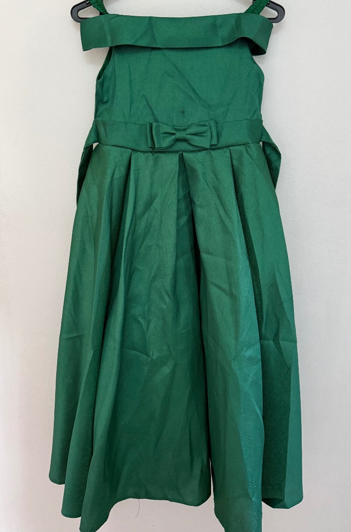 Green Off-Shoulder Party Dress Girls Size S