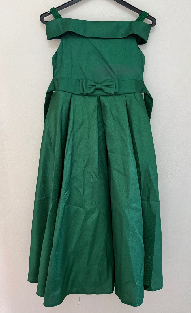 Green Off-Shoulder Party Dress Girls Size S thumbnail 2