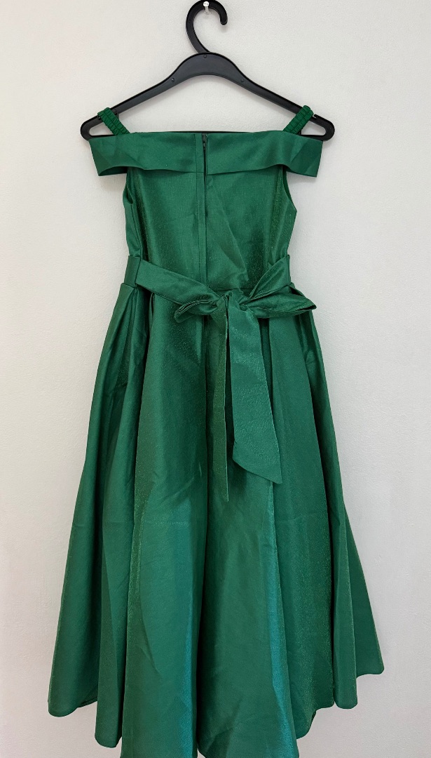 Green Off-Shoulder Party Dress Girls Size S thumbnail 3