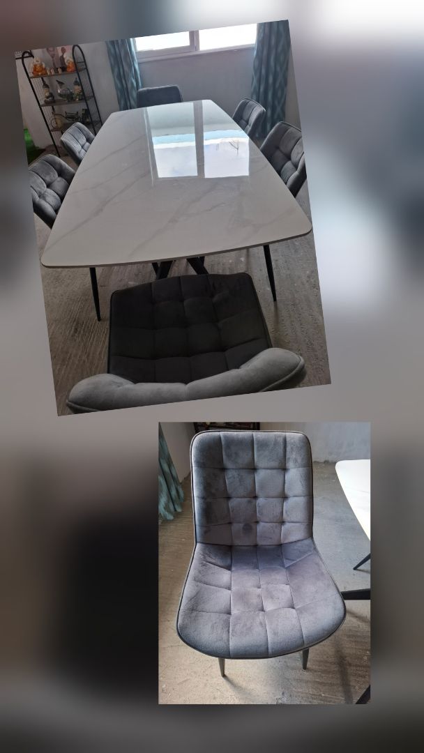 Granite Dining Table With 6 Chairs Grey - Image 1 of 3