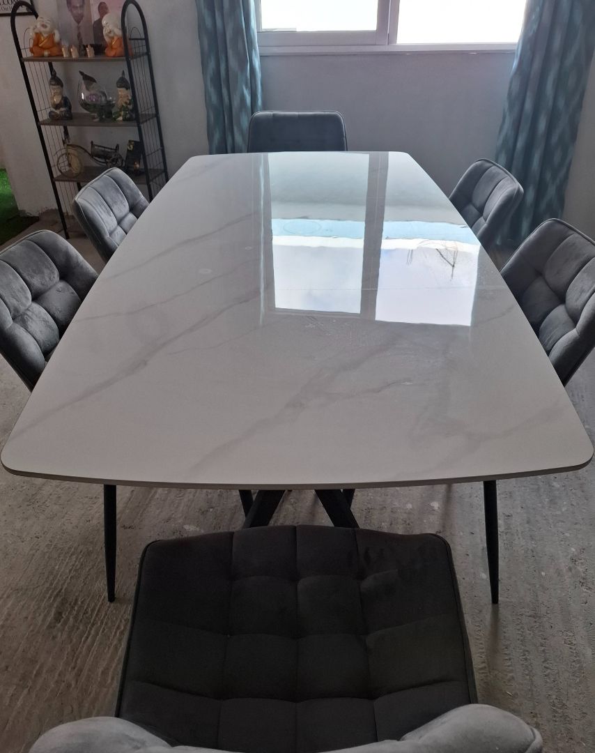 Granite Dining Table With 6 Chairs Grey thumbnail 3
