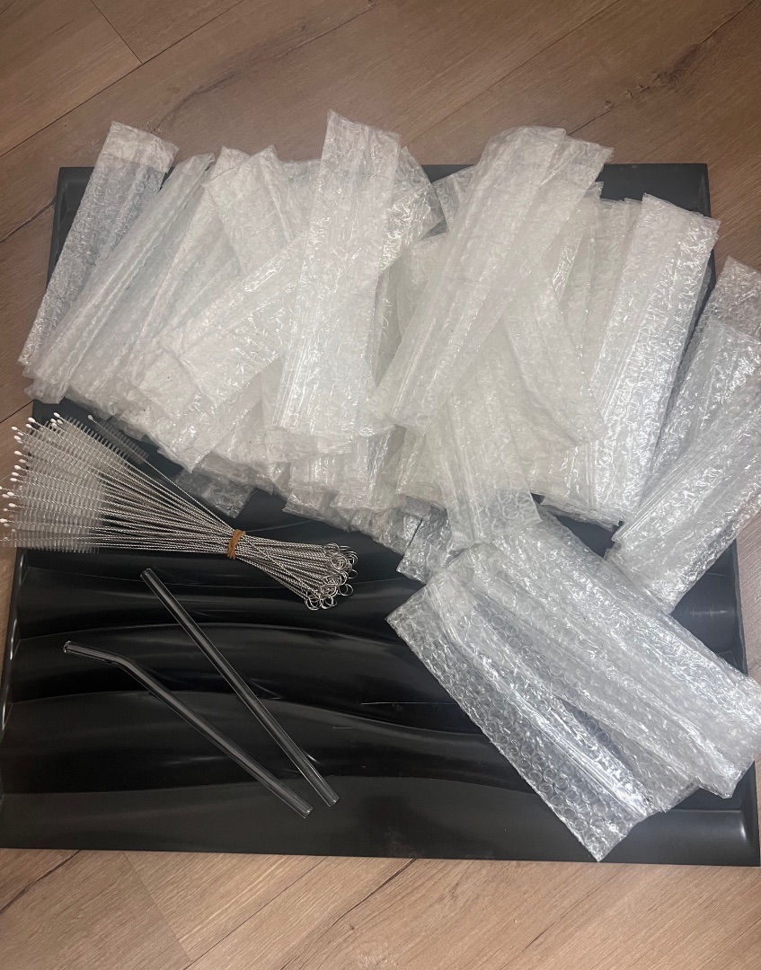 Glass Straws With Brush Lot 152 Pieces thumbnail 2