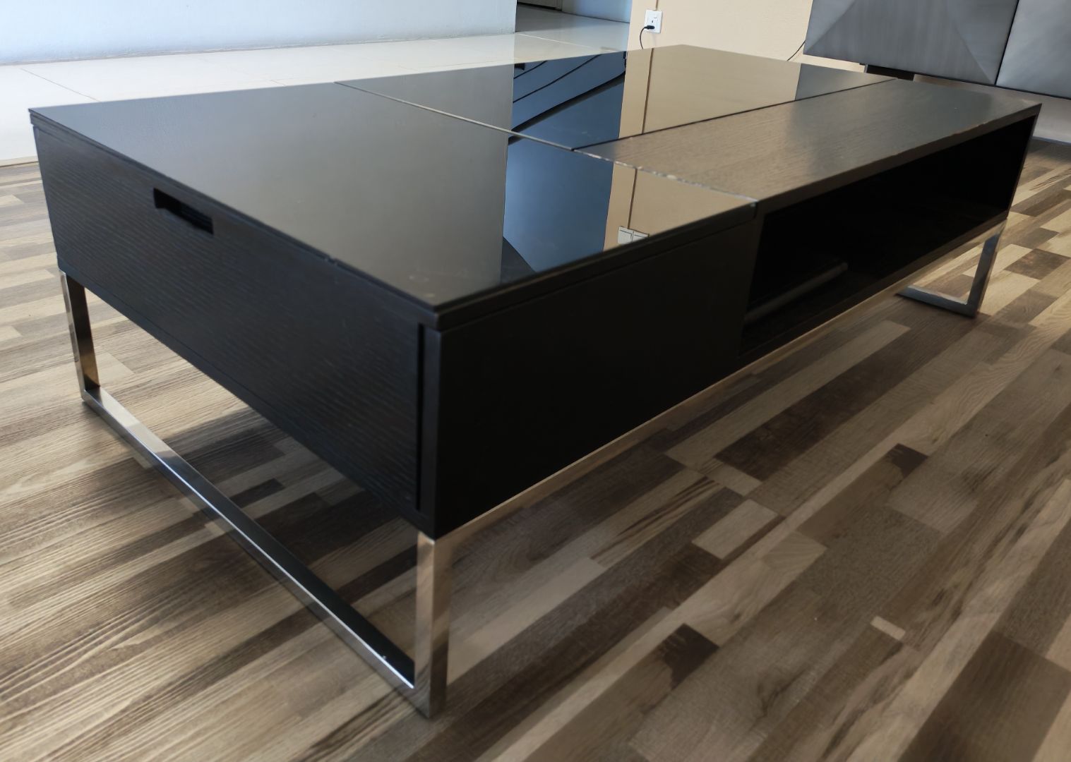 Modern Black Coffee Table with Storage thumbnail 3