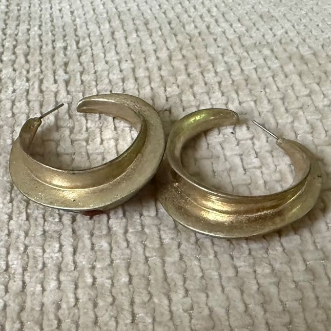 Gold-Tone Wide Hoop Earrings