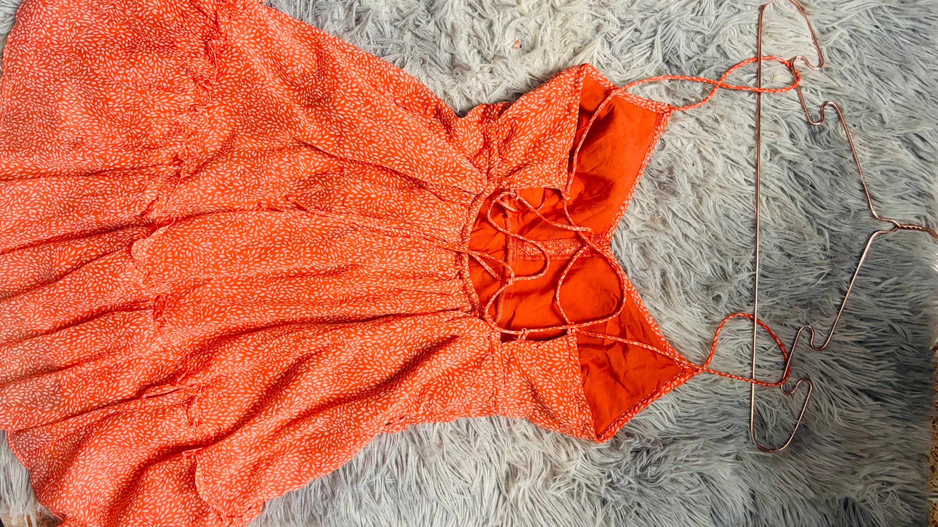 Orange Backless Lace-Up Dress thumbnail 2