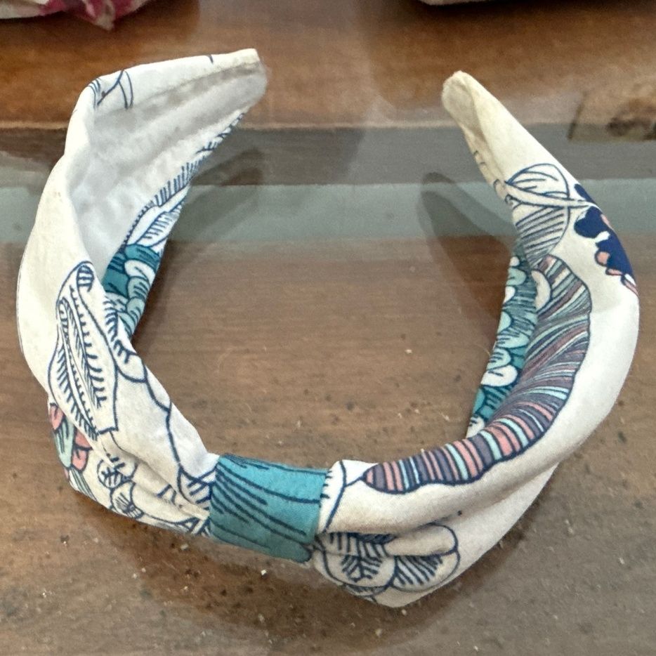 Floral Knot Headband White and Blue - Image 1 of 1