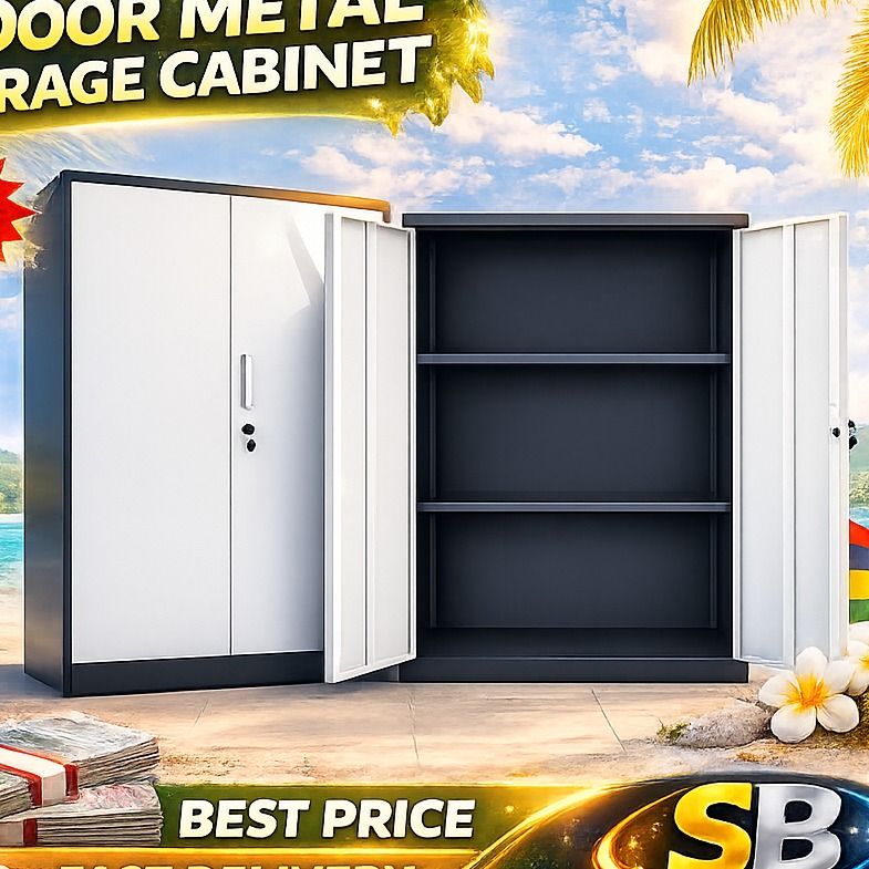 2-Door Metal Storage Cabinet White and Black - Image 1 of 1