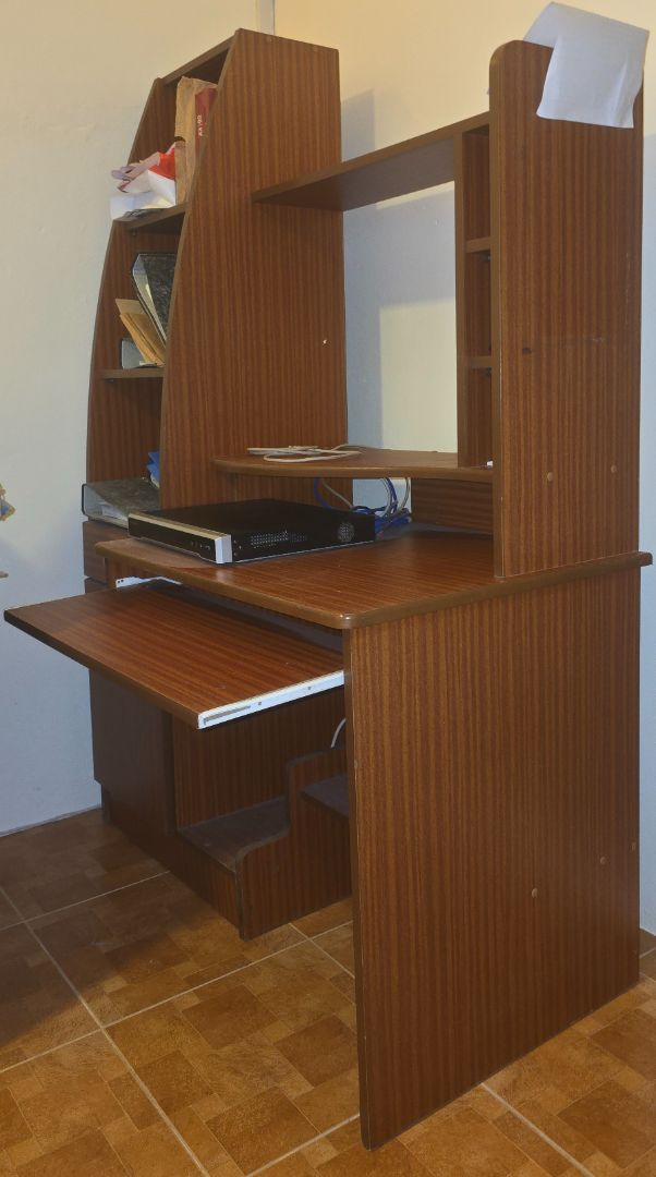 Wooden Computer Desk with Shelves and Drawers thumbnail 2