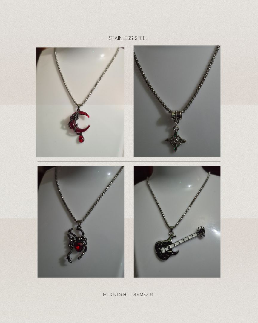 Stainless Steel Gothic Pendant Necklaces - Various Designs - Image 1 of 1