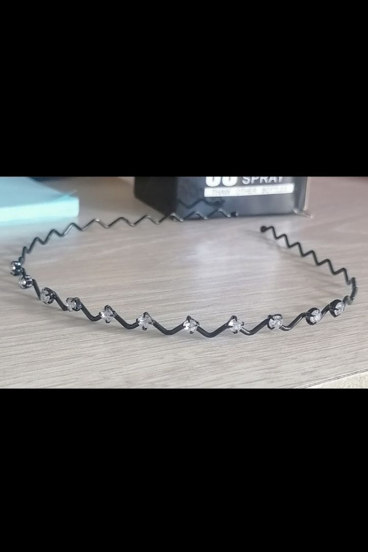 Black Rhinestone Wavy Metal Headband