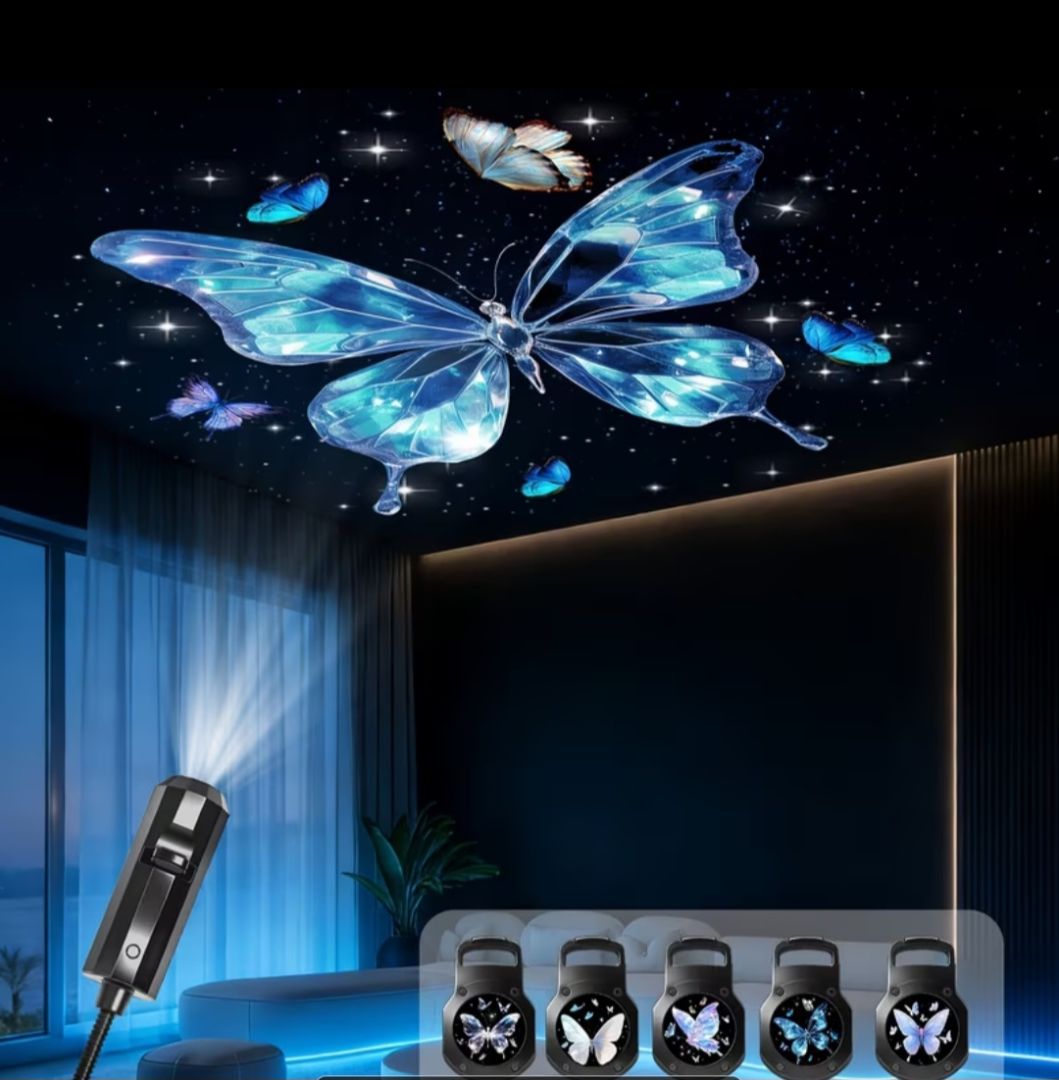 Butterfly Starry Sky Projection Lamp Black