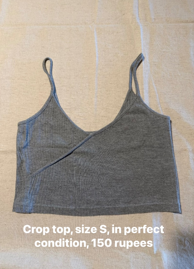 Gray Wrap Crop Top Size S - Image 1 of 1