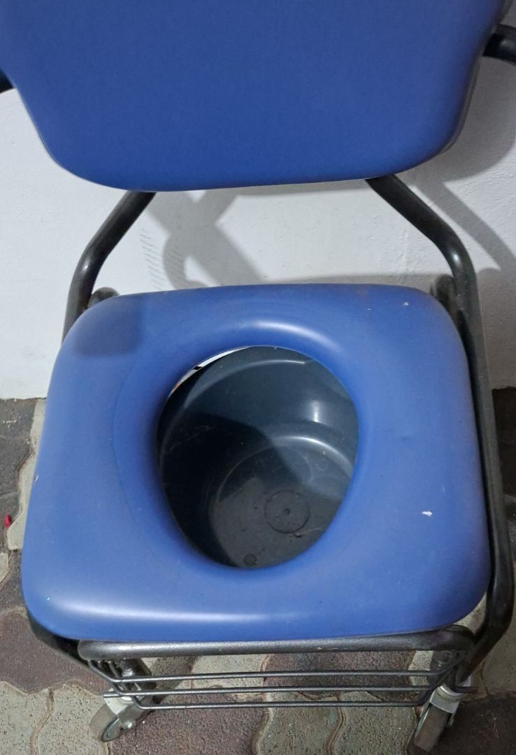 Blue Commode Chair with Wheels - Image 1 of 1