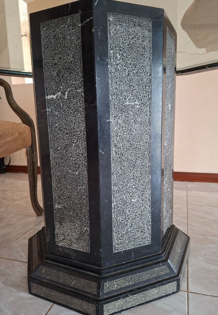 Marble and Glass Dining Table with 4 Chairs thumbnail 3