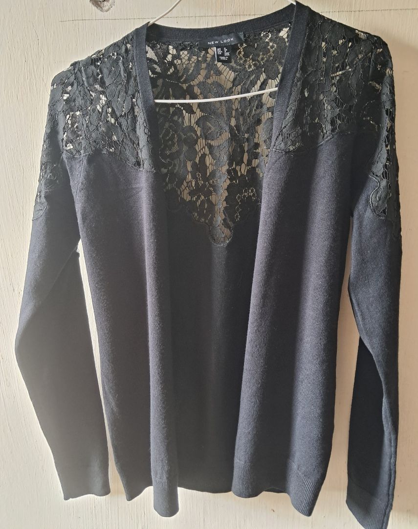 New Look Black Lace Detail Cardigan Size S - Image 1 of 1
