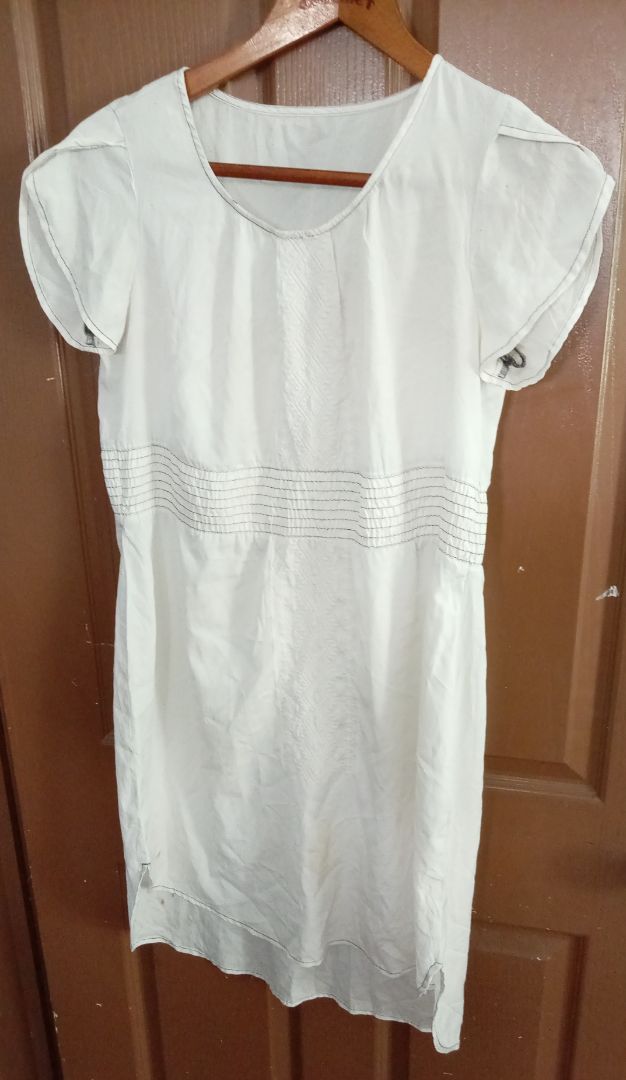 White Short Sleeve Dress Women Size M