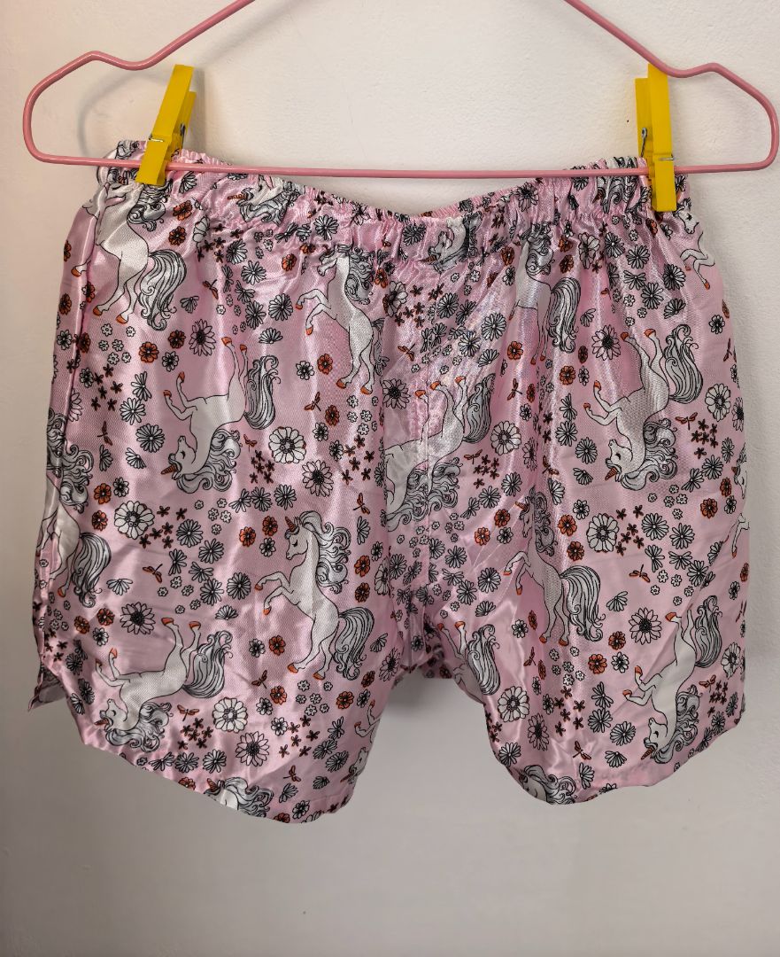 Miss Mango Pink Unicorn Satin Pajama Shorts Size XS thumbnail 2