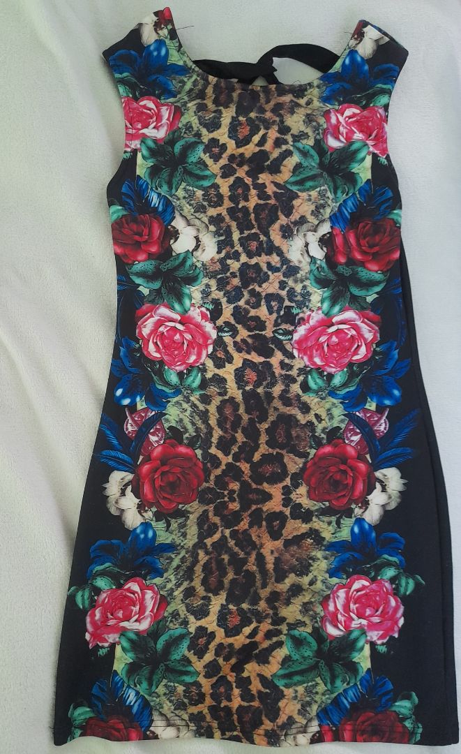 Women's Floral and Leopard Print Sleeveless Dress - Image 1 of 1