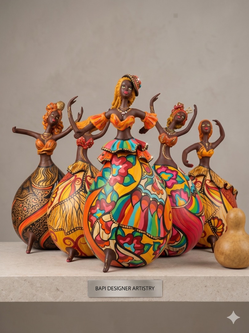 Bapi Designer Hand-Painted Gourd Dancer Figurine