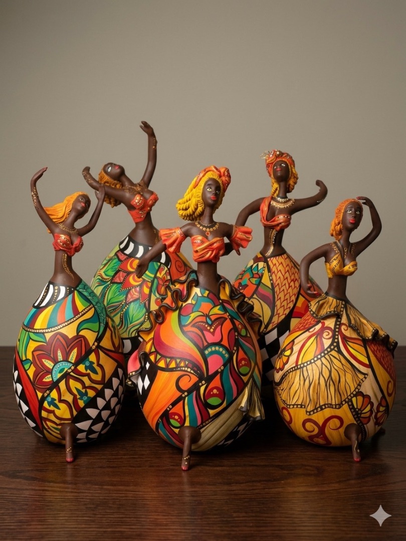 Bapi Designer Hand-Painted Gourd Dancer Figurine thumbnail 3
