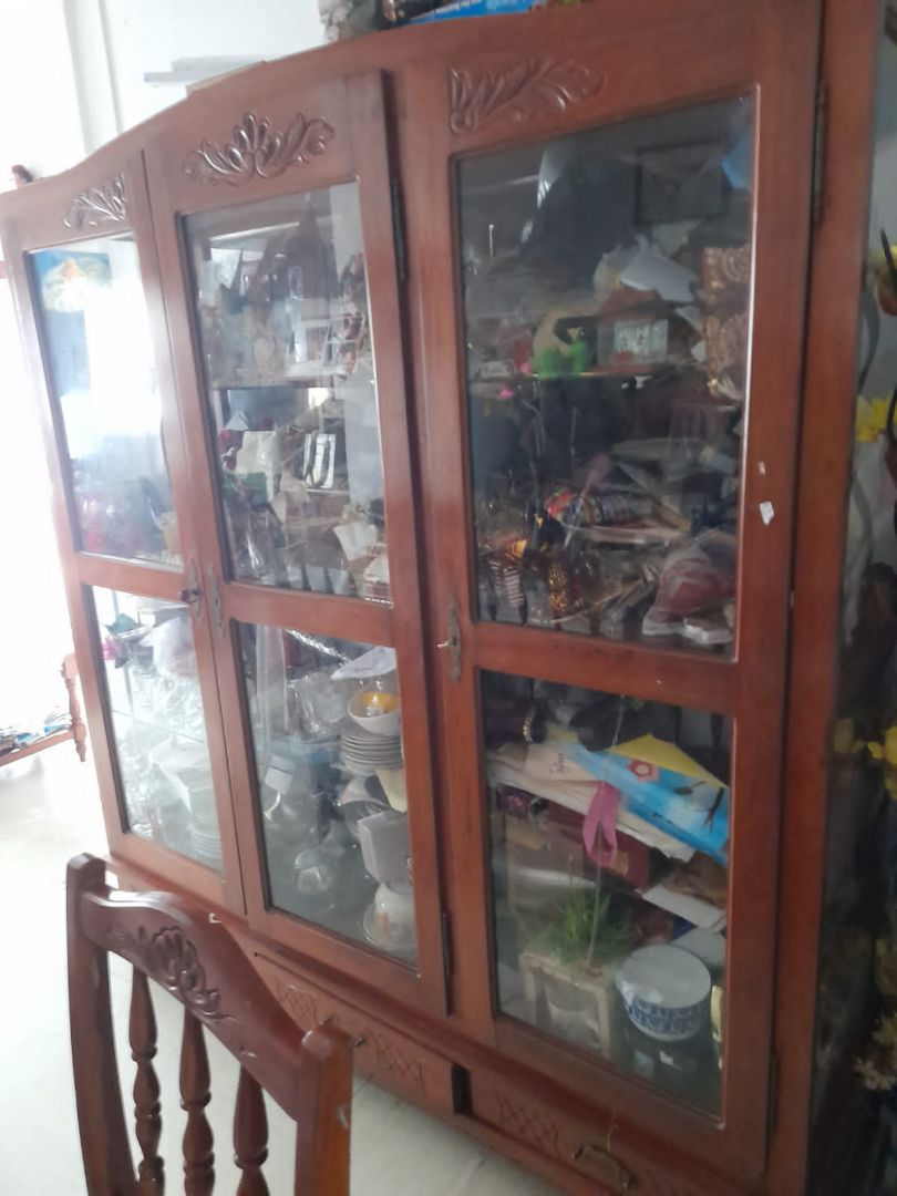 Wooden Glass Display Cabinet Brown - Image 1 of 1