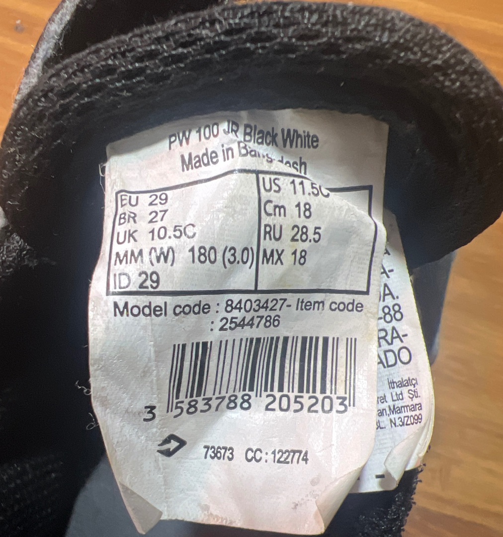 Baskets enfant Newfeel PW 100 JR Noir Blanc Taille 29 thumbnail 2