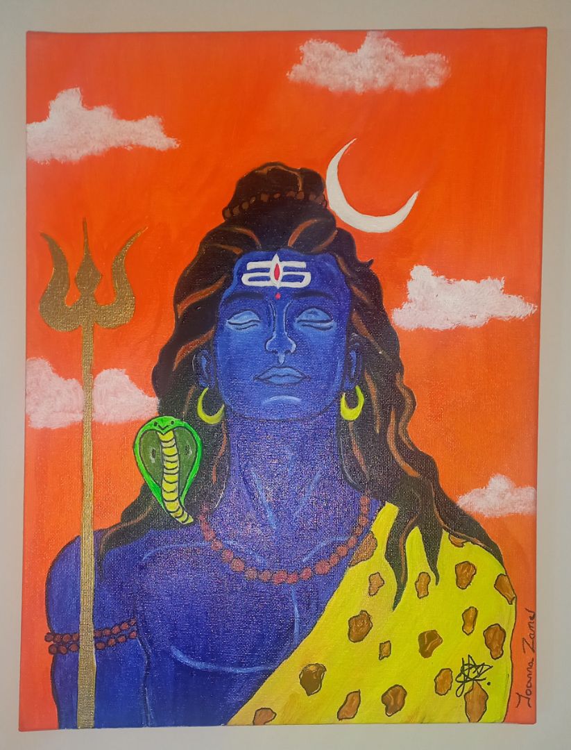 Handmade Mahadev Canvas Painting thumbnail 2