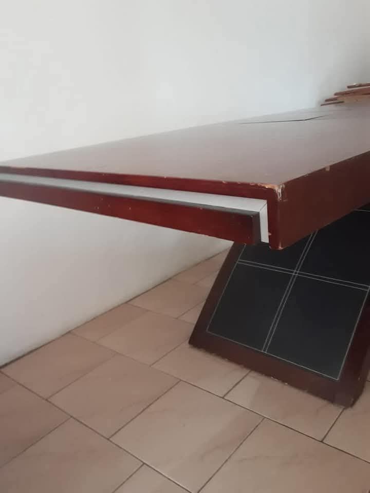 8 to 12 seats Dining Table Wooden X-Base Brown thumbnail 5