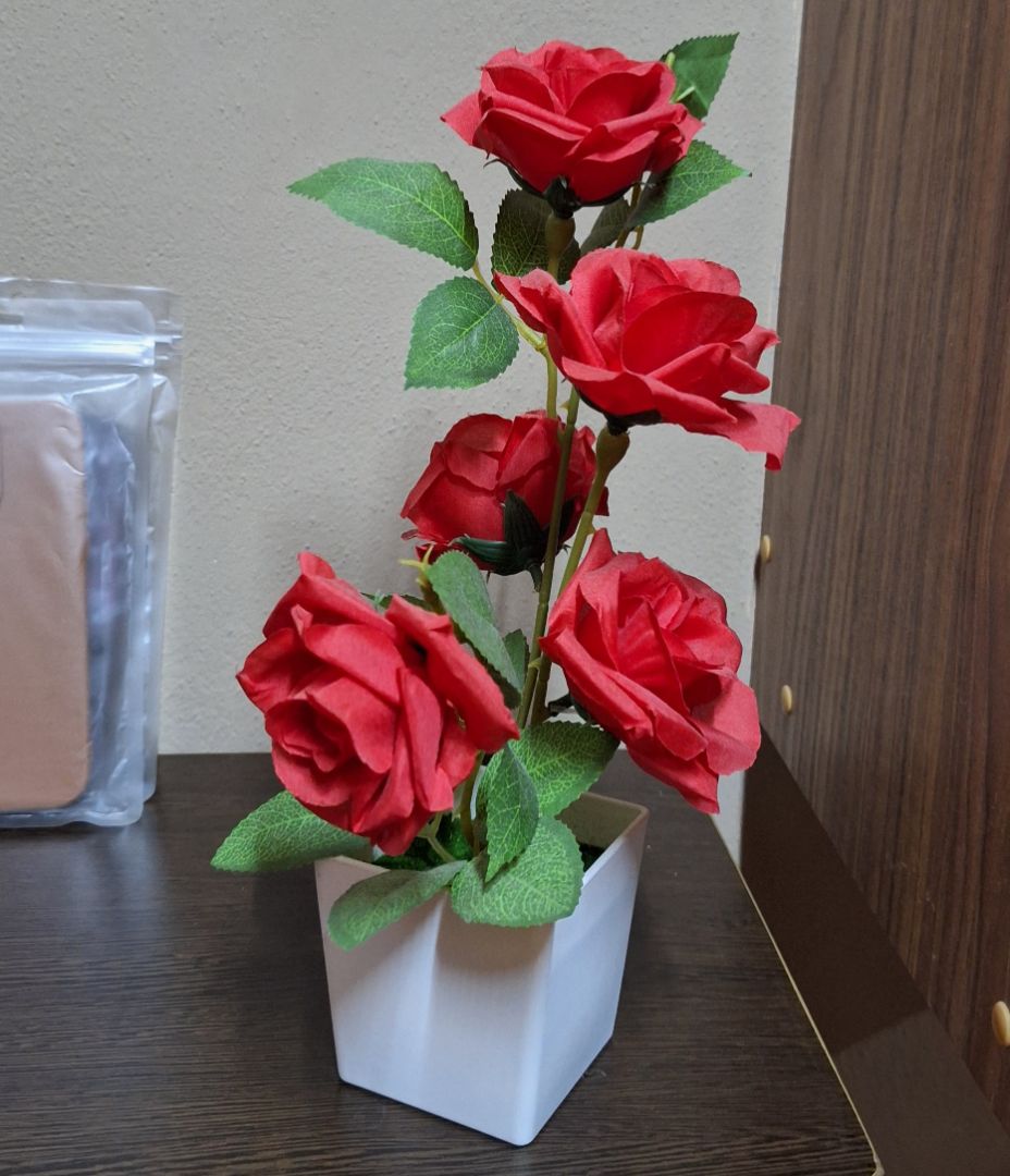 Artificial Rose Plant with Pot Red - Image 1 of 1
