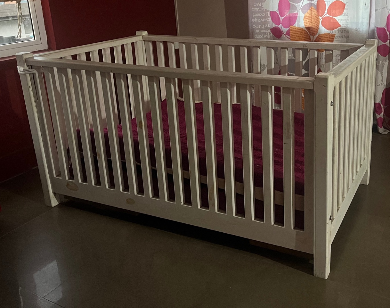 White Wooden Baby Crib