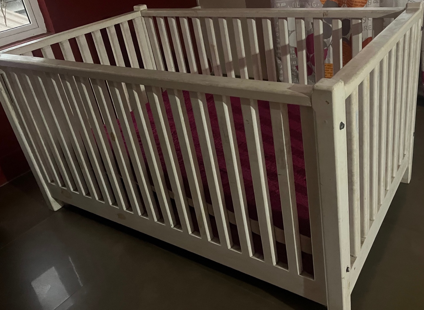 White Wooden Baby Crib thumbnail 2