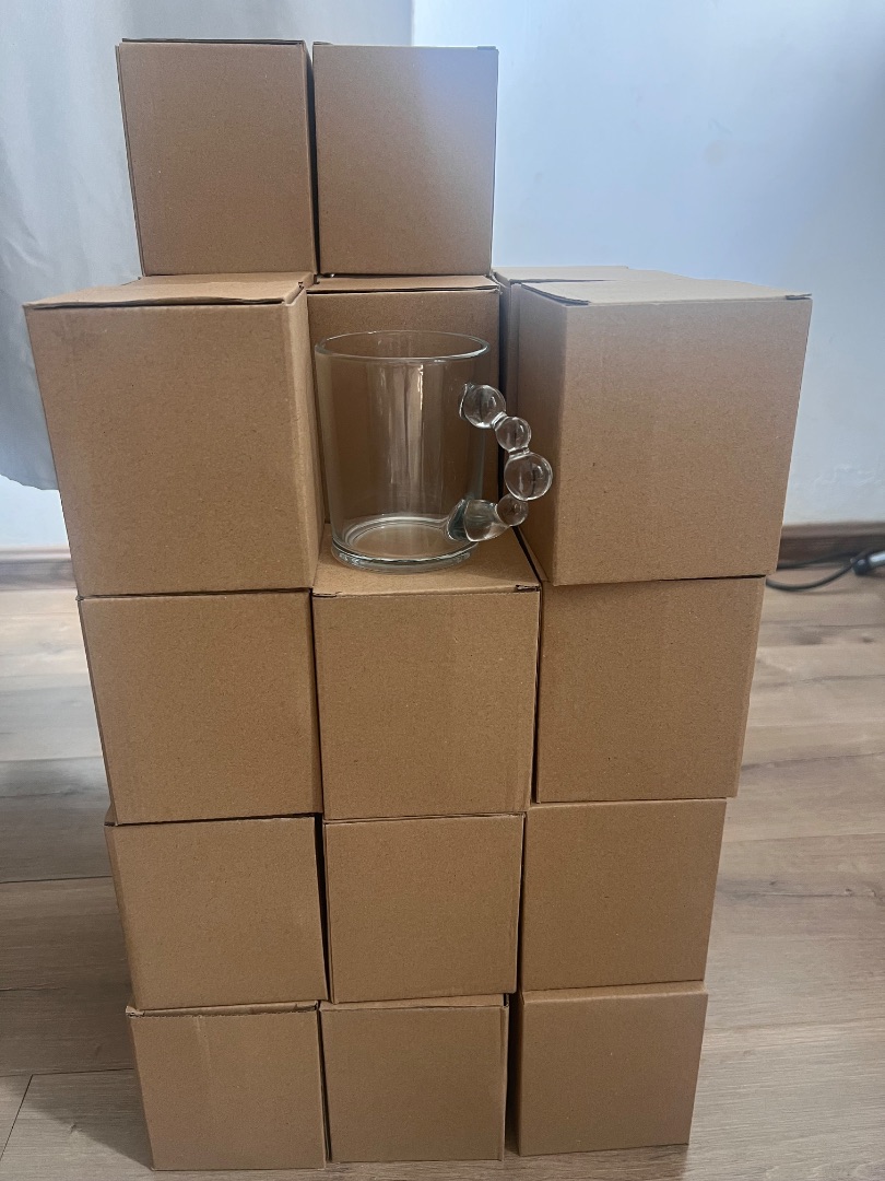 Lot of 38 Clear Glass Bubble Handle Mugs thumbnail 2