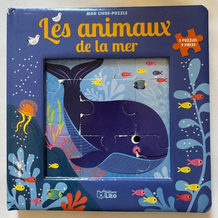 Auzou Sea Animals Puzzle Book - 5 Puzzles 9 Pieces