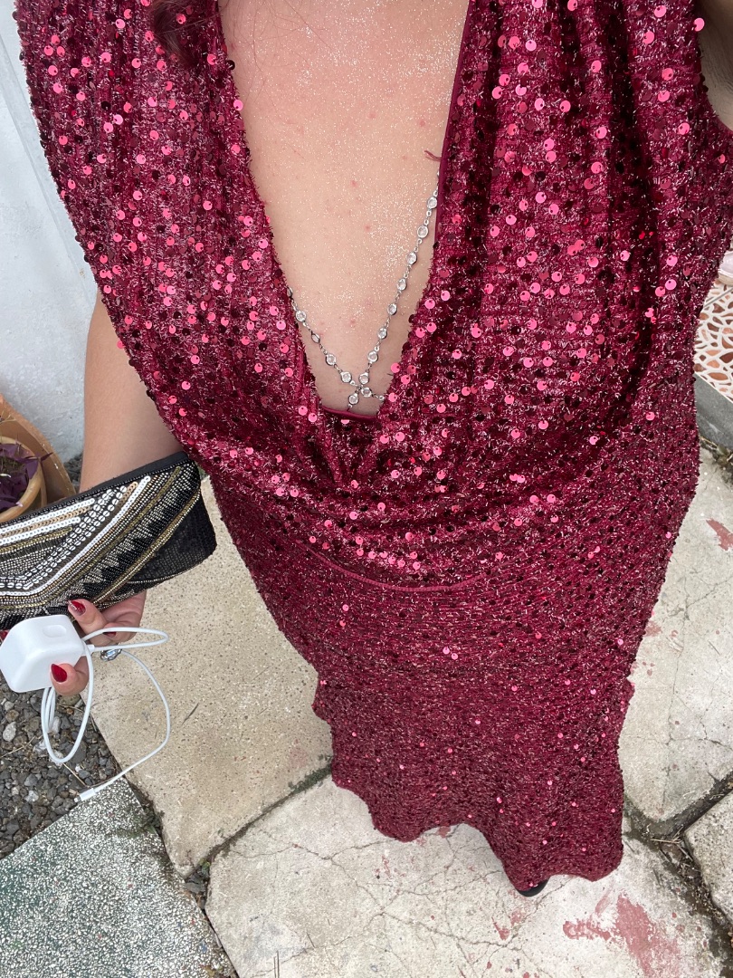 Robe de mariage à paillettes bordeaux taille XXL